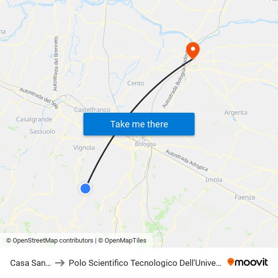 Casa Sansone to Polo Scientifico Tecnologico Dell'Università Di Ferrara map