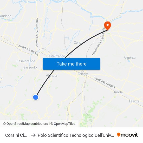 Corsini Cimitero to Polo Scientifico Tecnologico Dell'Università Di Ferrara map