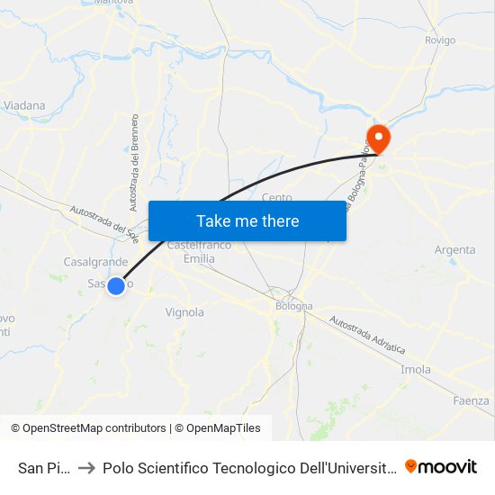 San Pio X to Polo Scientifico Tecnologico Dell'Università Di Ferrara map