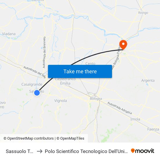 Sassuolo Terminal to Polo Scientifico Tecnologico Dell'Università Di Ferrara map