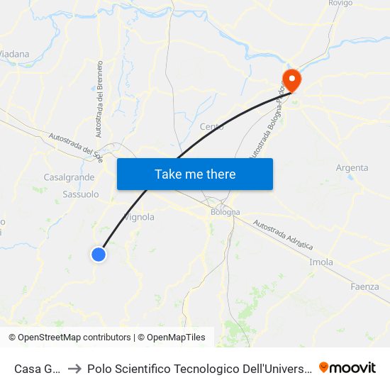 Casa Golini to Polo Scientifico Tecnologico Dell'Università Di Ferrara map