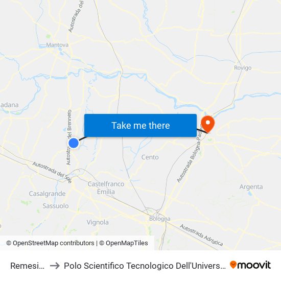 Remesina 2 to Polo Scientifico Tecnologico Dell'Università Di Ferrara map