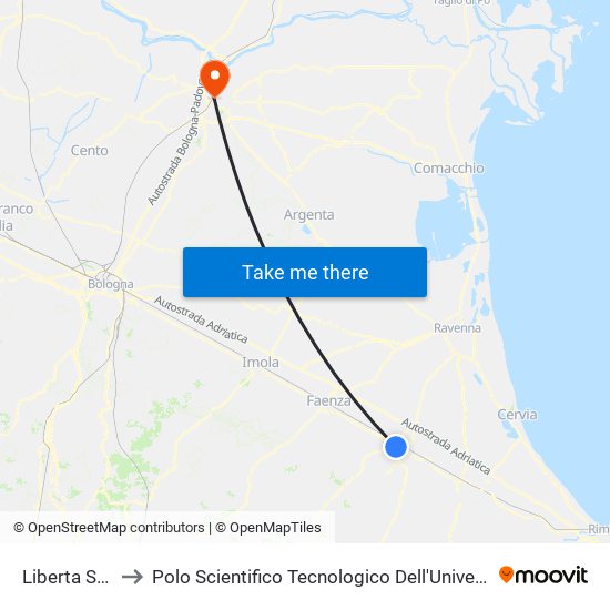 Liberta Scuole to Polo Scientifico Tecnologico Dell'Università Di Ferrara map