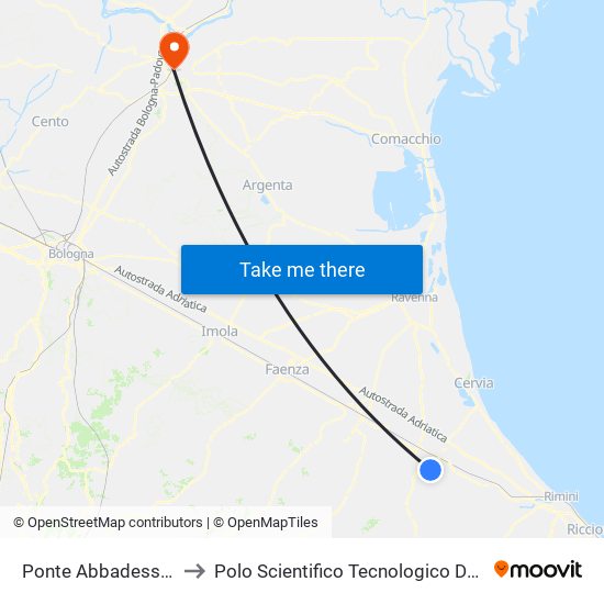 Ponte Abbadesse Via Sorrivoli to Polo Scientifico Tecnologico Dell'Università Di Ferrara map