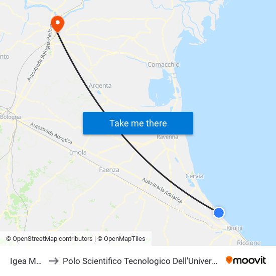 Igea Marina to Polo Scientifico Tecnologico Dell'Università Di Ferrara map