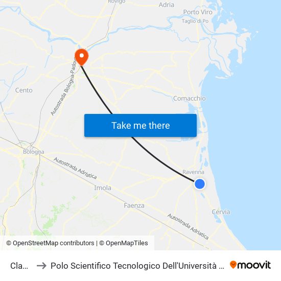 Classe to Polo Scientifico Tecnologico Dell'Università Di Ferrara map