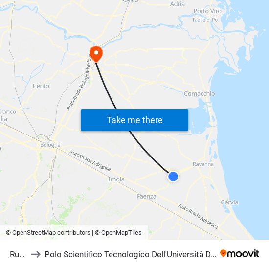 Russi to Polo Scientifico Tecnologico Dell'Università Di Ferrara map