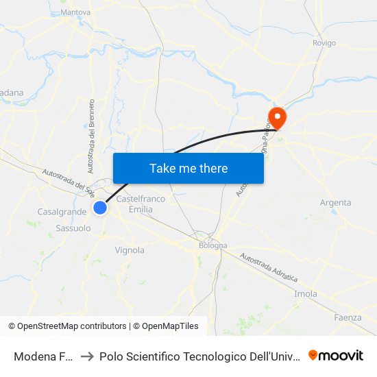 Modena Fornaci to Polo Scientifico Tecnologico Dell'Università Di Ferrara map