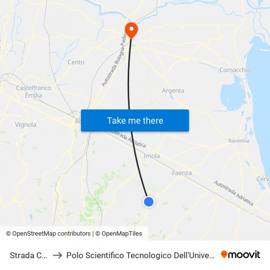 Strada Casale to Polo Scientifico Tecnologico Dell'Università Di Ferrara map