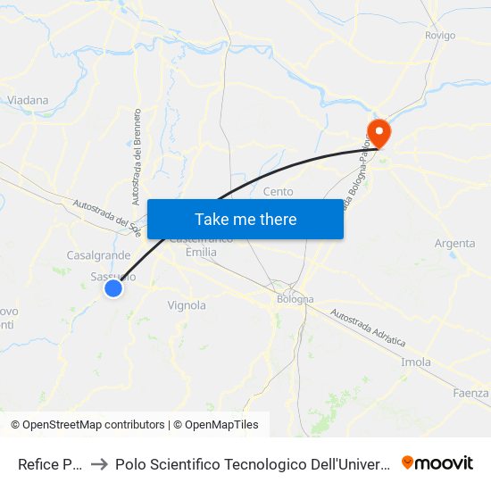 Refice Parco to Polo Scientifico Tecnologico Dell'Università Di Ferrara map