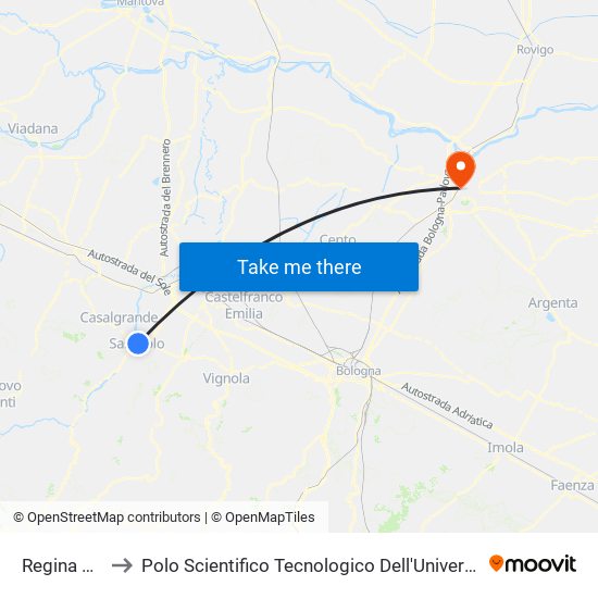 Regina Pacis to Polo Scientifico Tecnologico Dell'Università Di Ferrara map