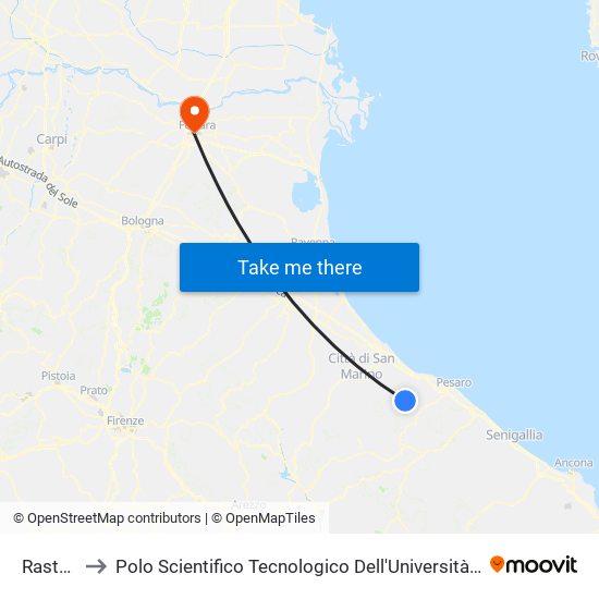 Rastello to Polo Scientifico Tecnologico Dell'Università Di Ferrara map