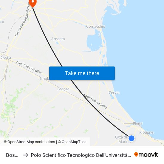 Bosche to Polo Scientifico Tecnologico Dell'Università Di Ferrara map