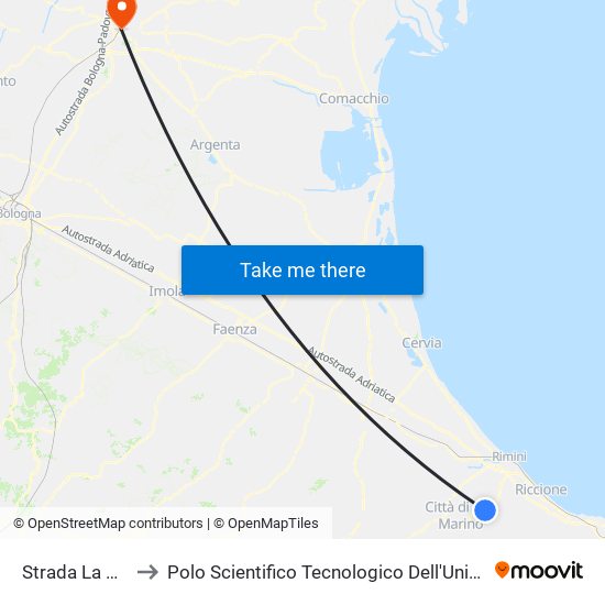 Strada La Zanetta to Polo Scientifico Tecnologico Dell'Università Di Ferrara map