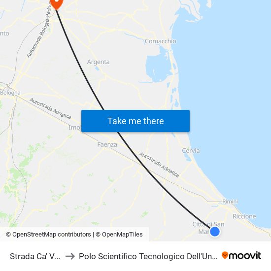 Strada Ca' Vagnetto to Polo Scientifico Tecnologico Dell'Università Di Ferrara map