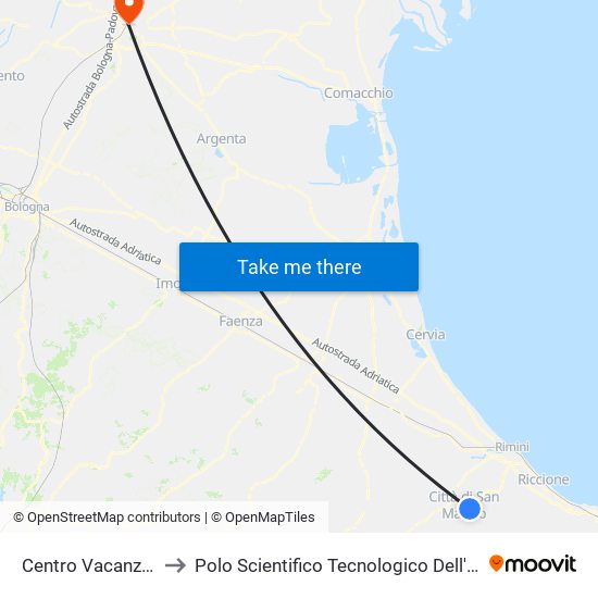 Centro Vacanze Cailungo to Polo Scientifico Tecnologico Dell'Università Di Ferrara map