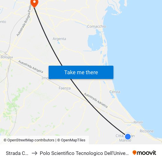 Strada Cardio to Polo Scientifico Tecnologico Dell'Università Di Ferrara map