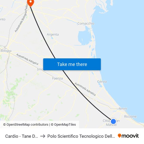 Cardio - Tane Di Baragone to Polo Scientifico Tecnologico Dell'Università Di Ferrara map