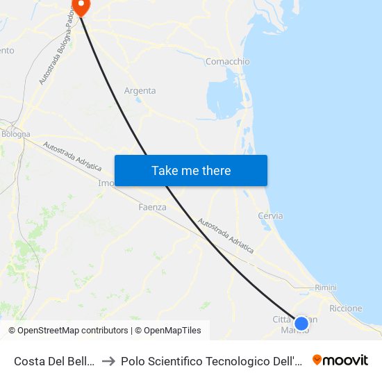 Costa Del Bello - Torinia to Polo Scientifico Tecnologico Dell'Università Di Ferrara map