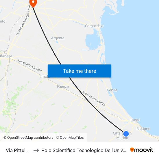 Via Pittulo Orso to Polo Scientifico Tecnologico Dell'Università Di Ferrara map