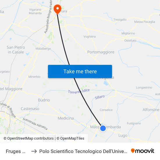 Fruges Morini to Polo Scientifico Tecnologico Dell'Università Di Ferrara map