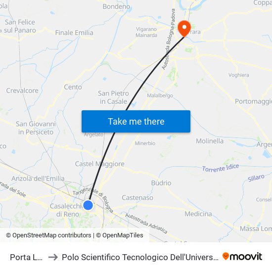 Porta Lame to Polo Scientifico Tecnologico Dell'Università Di Ferrara map