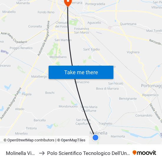 Molinella Via Tonale to Polo Scientifico Tecnologico Dell'Università Di Ferrara map