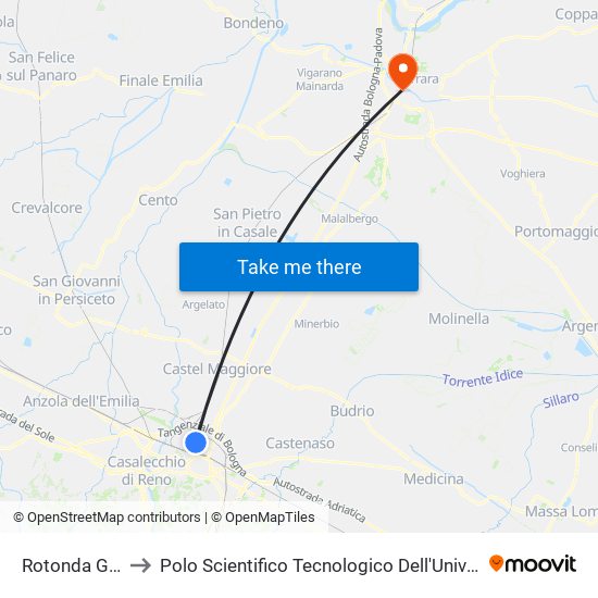 Rotonda Gobetti to Polo Scientifico Tecnologico Dell'Università Di Ferrara map