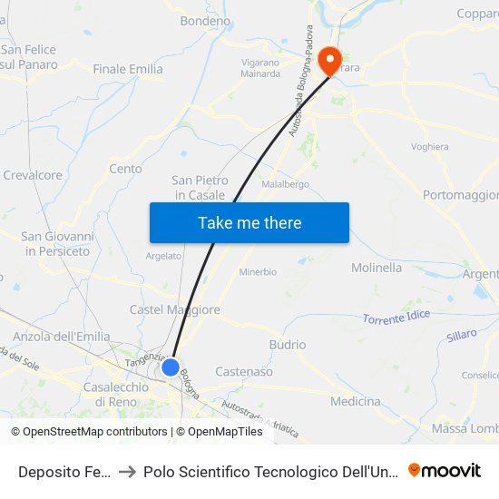 Deposito Ferrarese to Polo Scientifico Tecnologico Dell'Università Di Ferrara map