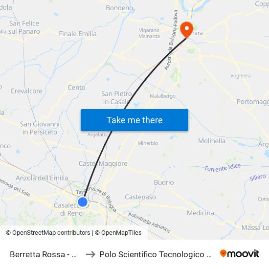 Berretta Rossa - Opificio Golinelli to Polo Scientifico Tecnologico Dell'Università Di Ferrara map