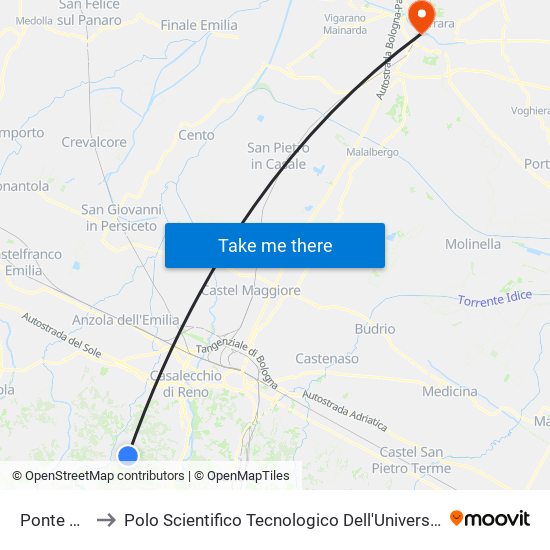 Ponte Lepri to Polo Scientifico Tecnologico Dell'Università Di Ferrara map