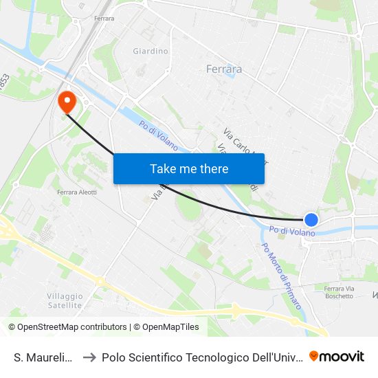 S. Maurelio [240] to Polo Scientifico Tecnologico Dell'Università Di Ferrara map