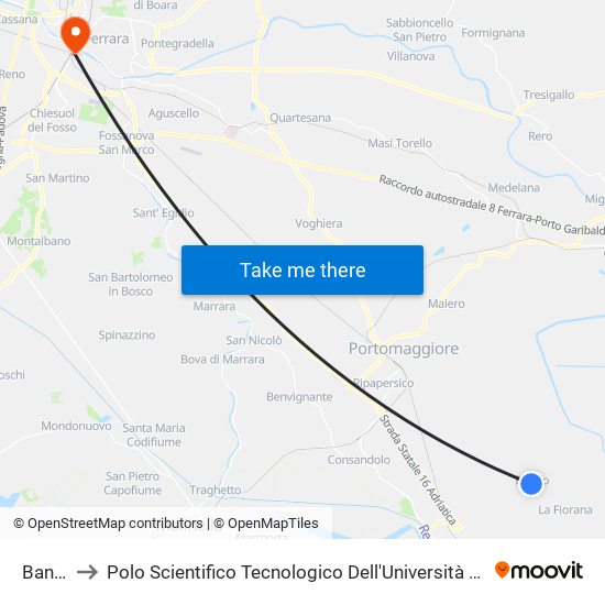 Bando to Polo Scientifico Tecnologico Dell'Università Di Ferrara map