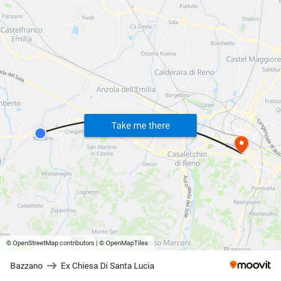 Bazzano to Ex Chiesa Di Santa Lucia map