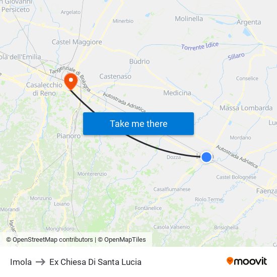Imola to Ex Chiesa Di Santa Lucia map