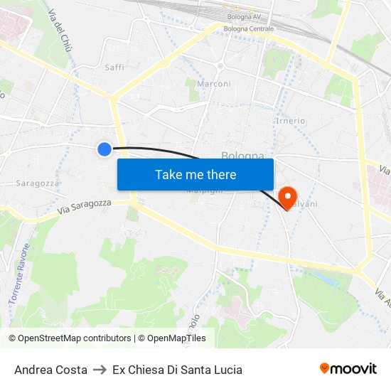 Andrea Costa to Ex Chiesa Di Santa Lucia map