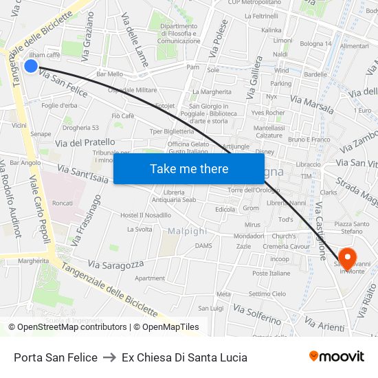 Porta San Felice to Ex Chiesa Di Santa Lucia map