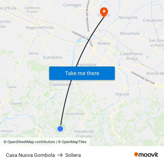 Casa Nuova Gombola to Soliera map