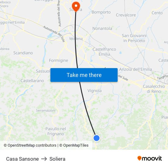 Casa Sansone to Soliera map