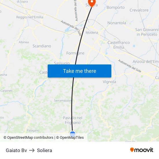 Gaiato Bv to Soliera map