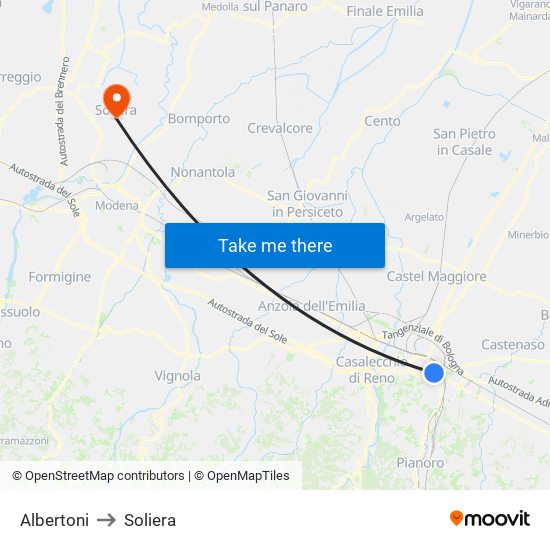 Albertoni to Soliera map