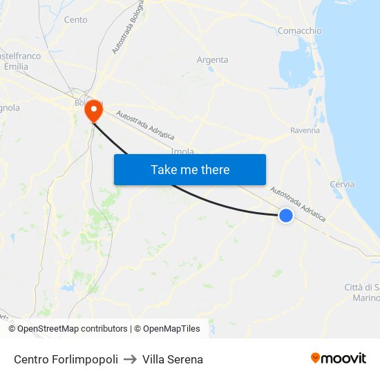 Centro Forlimpopoli to Villa Serena map