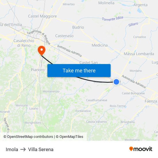 Imola to Villa Serena map