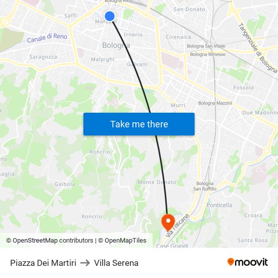 Piazza Dei Martiri to Villa Serena map