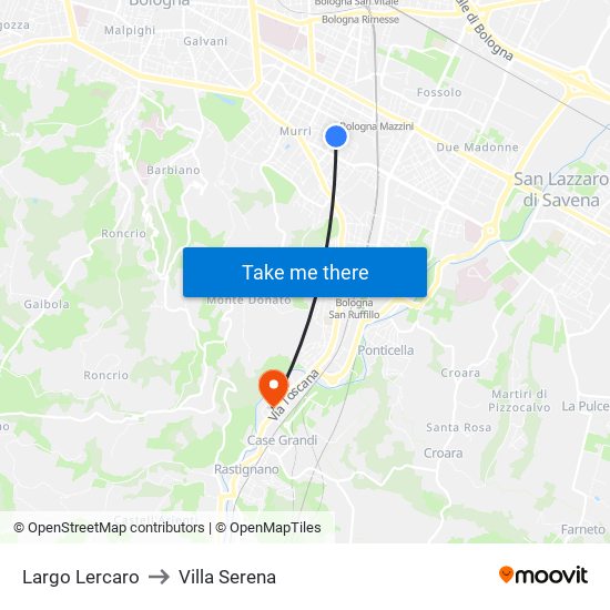 Largo Lercaro to Villa Serena map