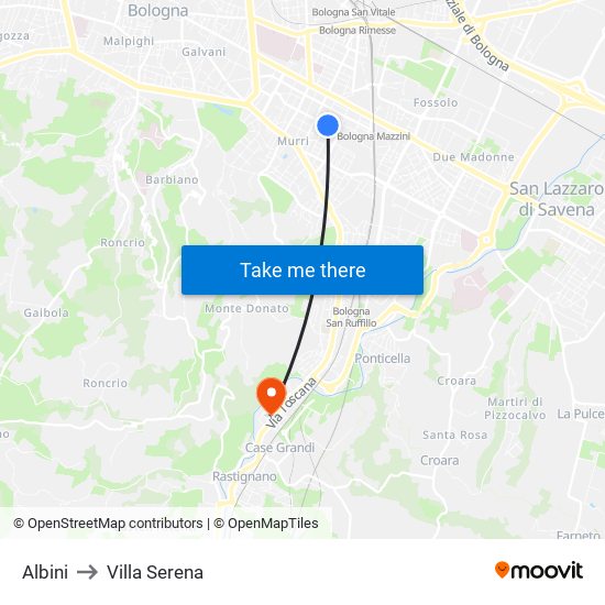 Albini to Villa Serena map