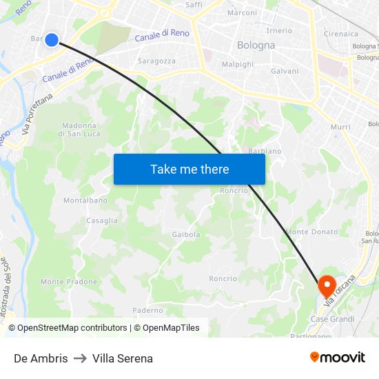 De Ambris to Villa Serena map