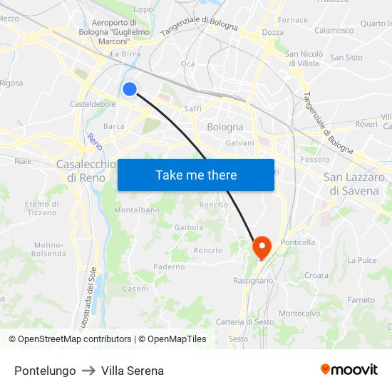 Pontelungo to Villa Serena map