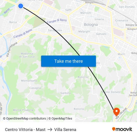 Centro Vittoria - Mast to Villa Serena map