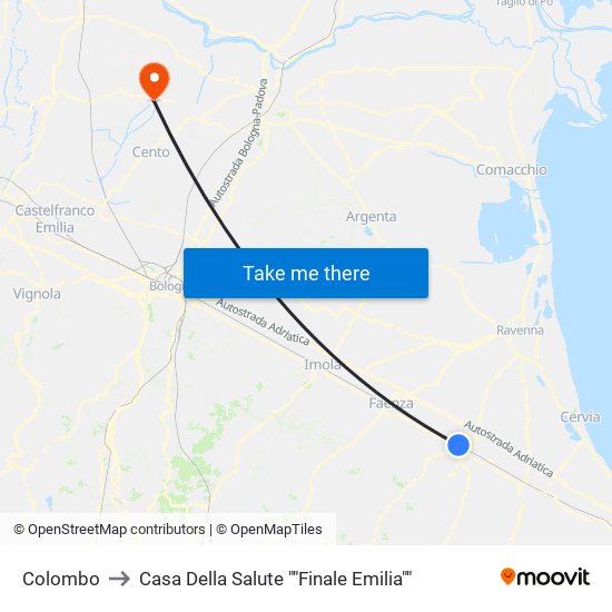 Colombo to Casa Della Salute ""Finale Emilia"" map